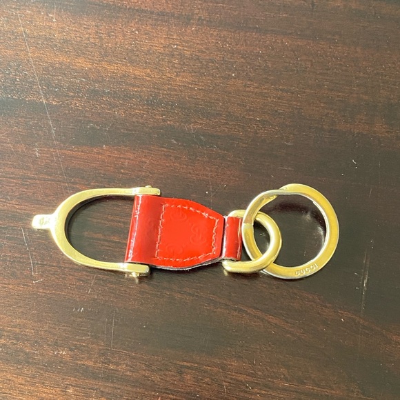 Gucci Red Patent Leather and Gold Tone Horsebit Keychain Made in Italy - Picture 5 of 6